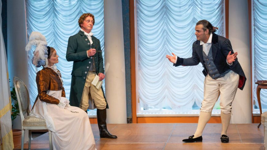 Das Solistentrio Anne Schneider (Sopran), Harald Arnold (Carl von Stein) und Christopher B. Fischer (Tenor) (Foto Maik Schuck)