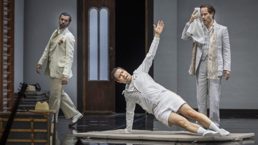 Drei Stimmen für den Opernhimmel: Bruno de Sá (Aminta), Raffaele Pe (Megacle) und Bejun Mehta (Licida) (Foto Birgit Gufler)